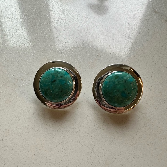 JAY KING Desert Rose Trading Sterling Silver Turquoise Button Earrings - Picture 7 of 9